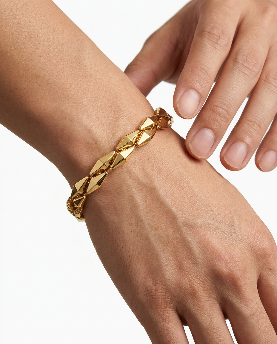 916 Gold Bracelet Italy Prism Link