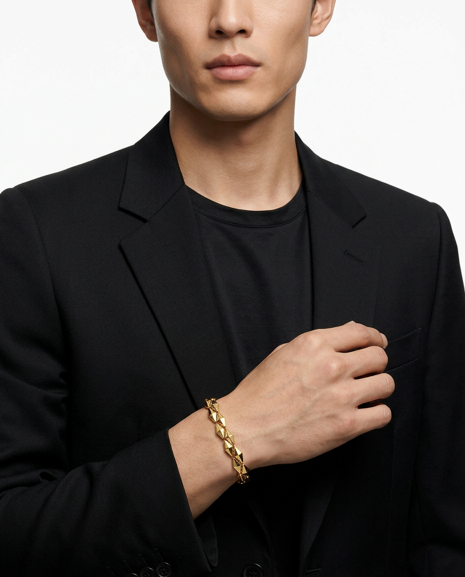 916 Gold Bracelet Italy Prism Link