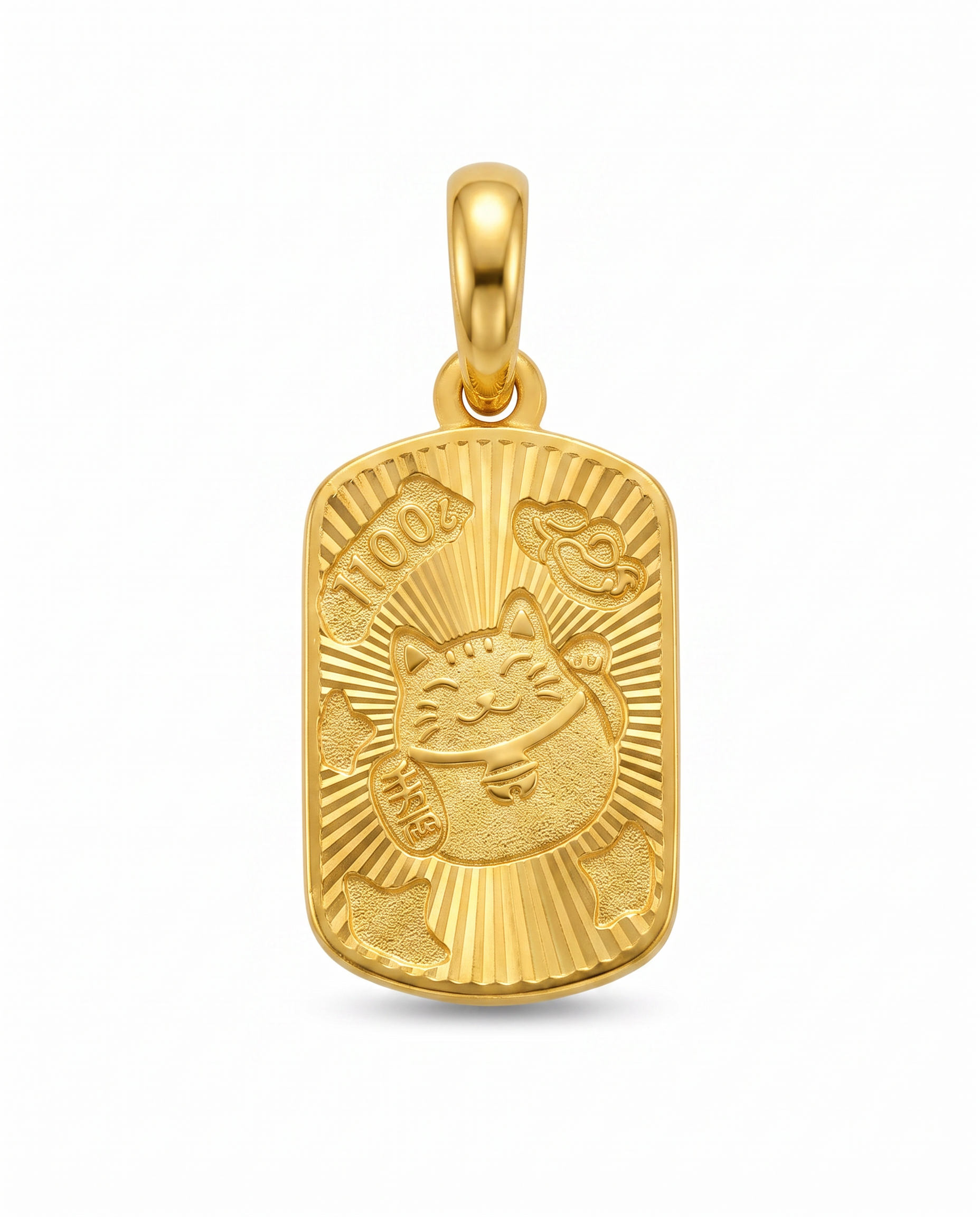 916 Gold Pendant Rainbow Lucky Cat